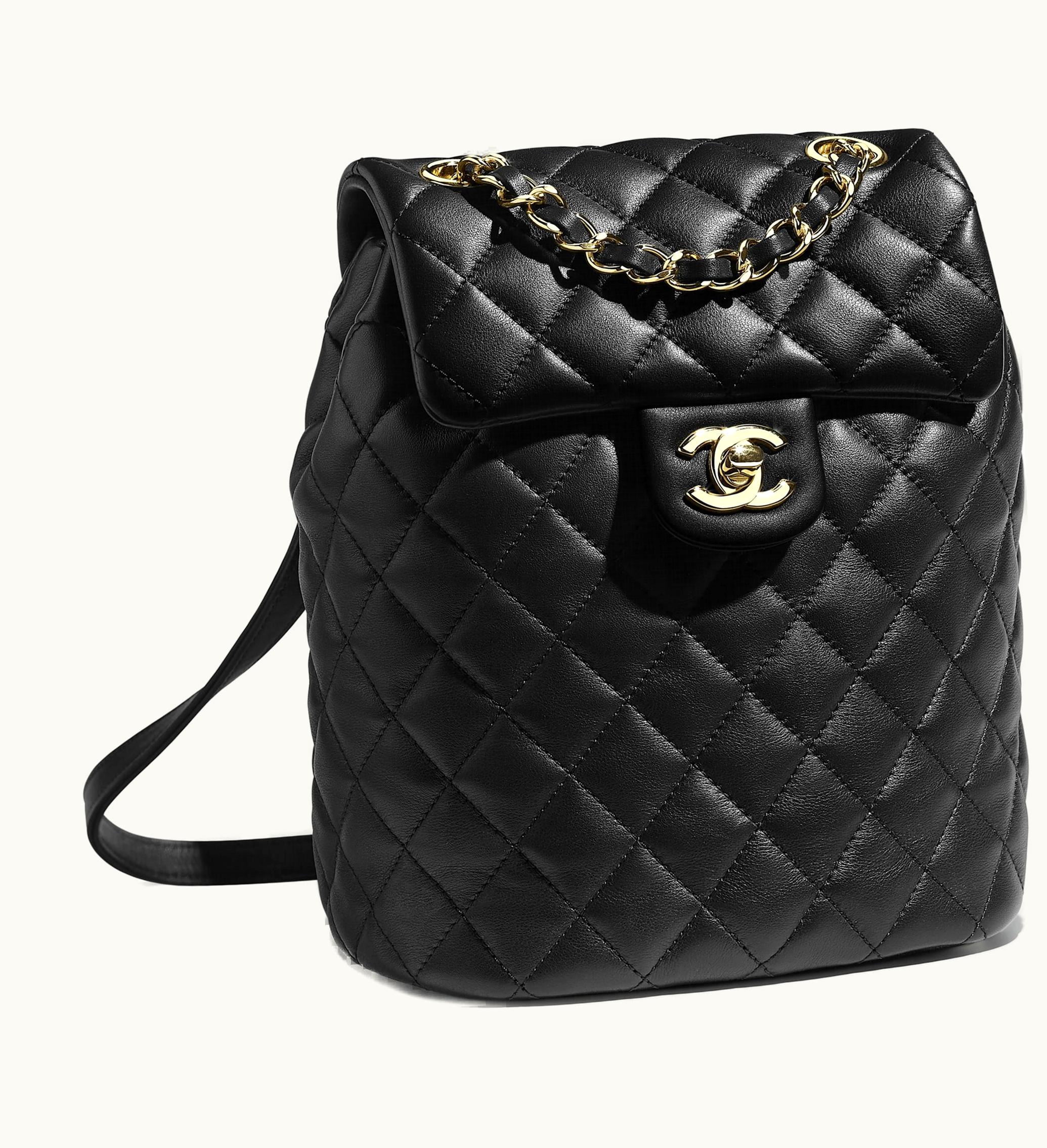 Chanel Chanel Backpack Quilted Calfskin Leather Gold tone Black