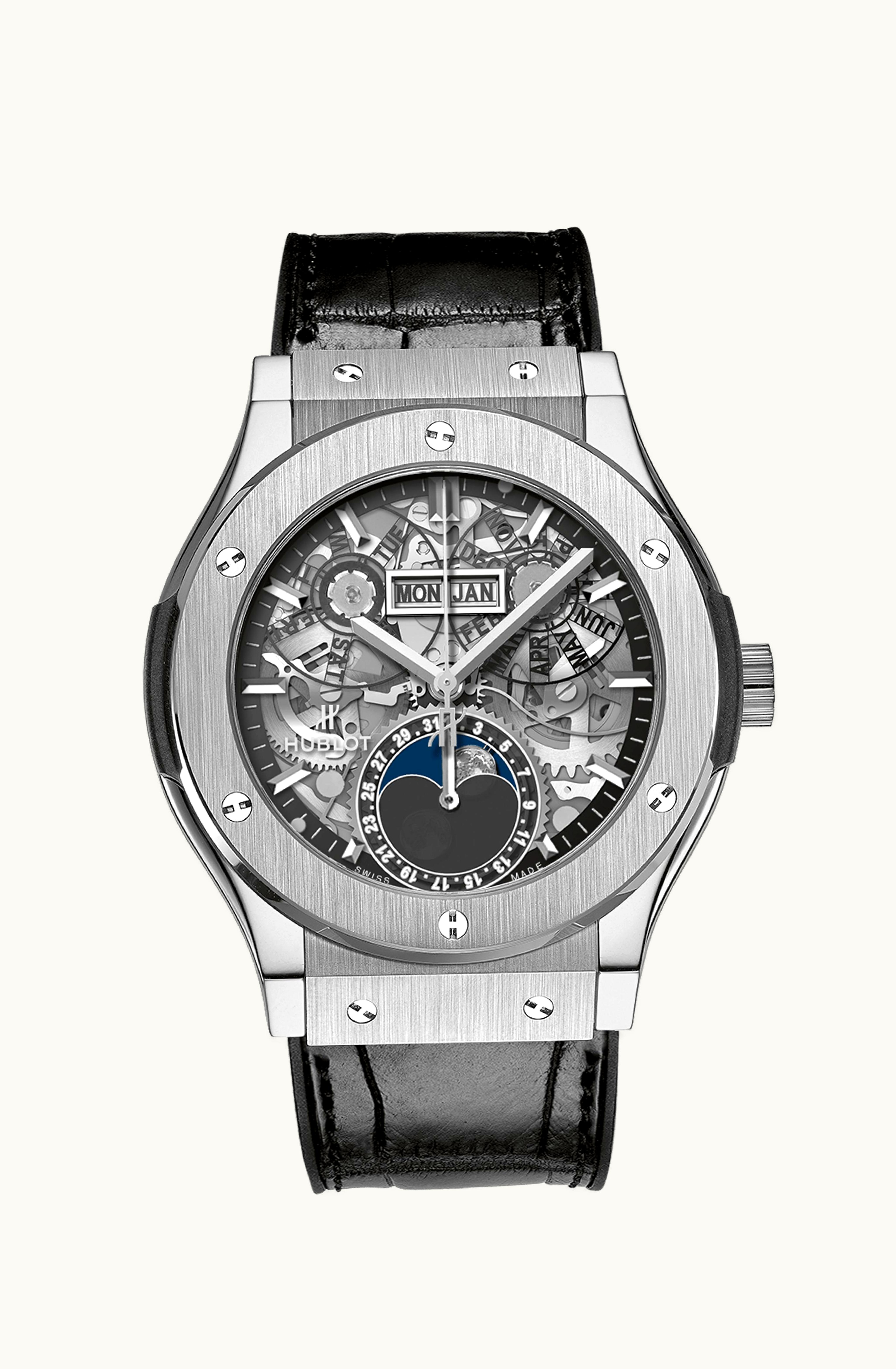 Hublot Classic Fusion Aerofusion Moonphase Titanium / Alligator