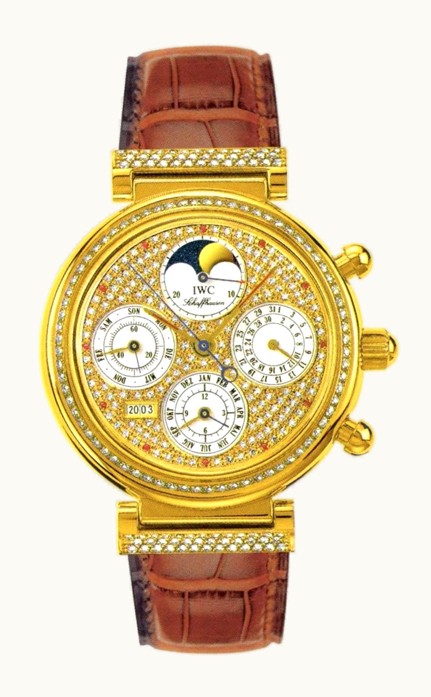 IWC Da Vinci Perpetual Yellow Gold / Diamond / Paved / Italian