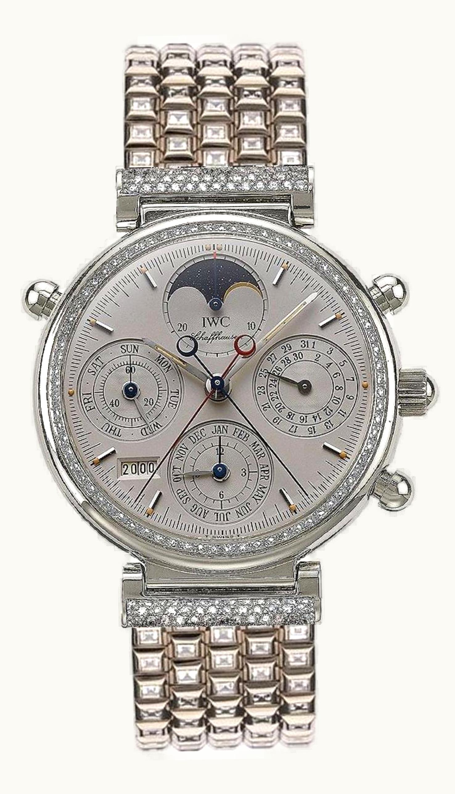 IWC Da Vinci Perpetual Rattrapante Platinum / Diamond / Silver / English / Bracelet