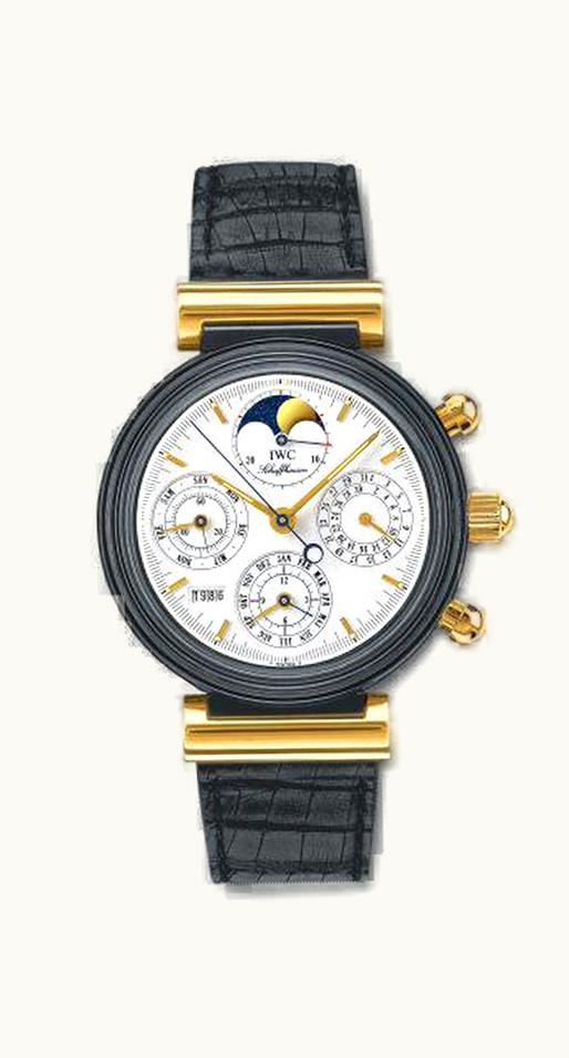 IWC Da Vinci Perpetual Black Ceramic / Yellow Gold / White / German