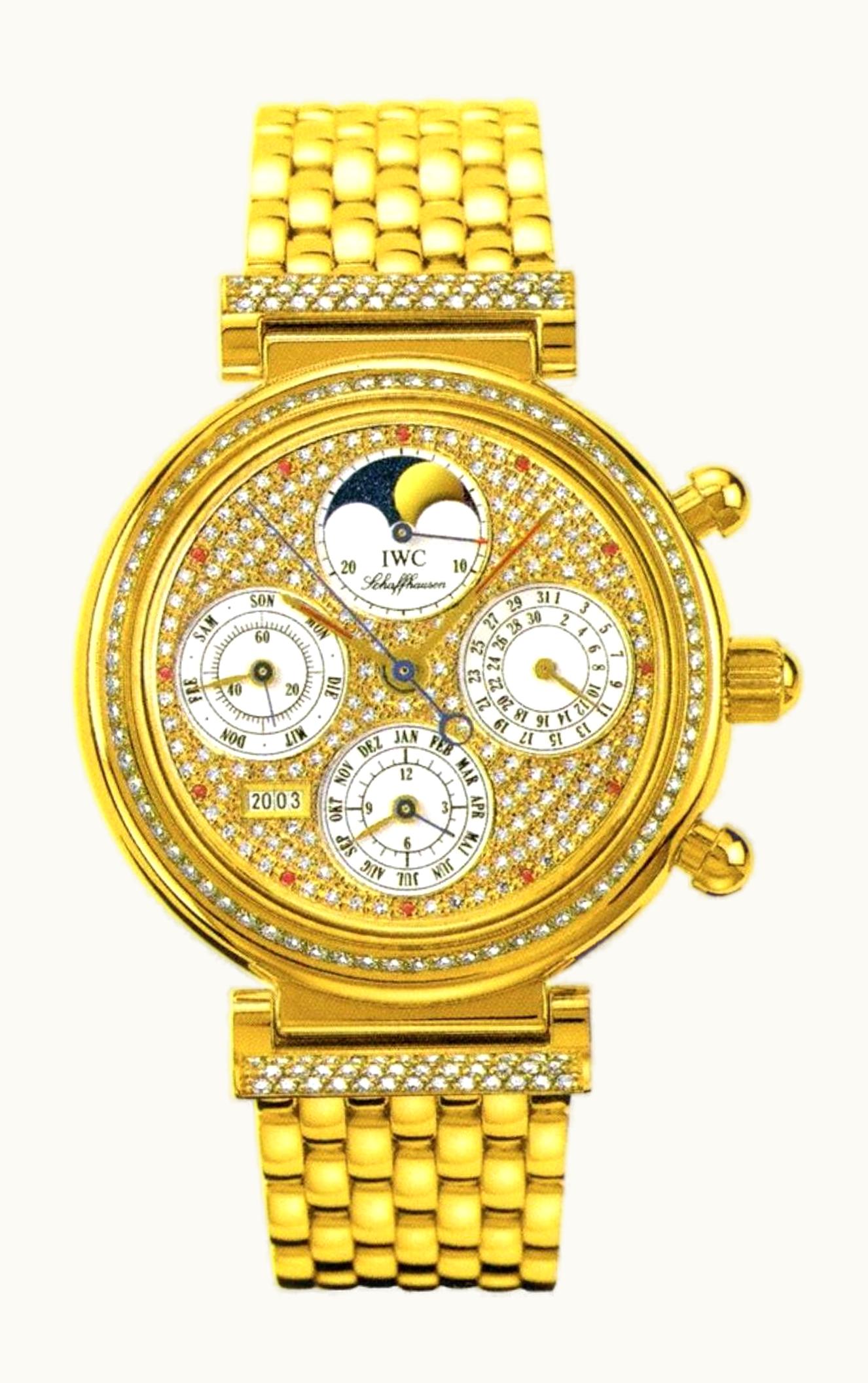 IWC Da Vinci Perpetual Yellow Gold / Diamond / Paved / German / Bracelet