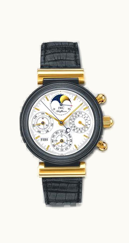 IWC Da Vinci Perpetual Black Ceramic / Yellow Gold / White / Italian