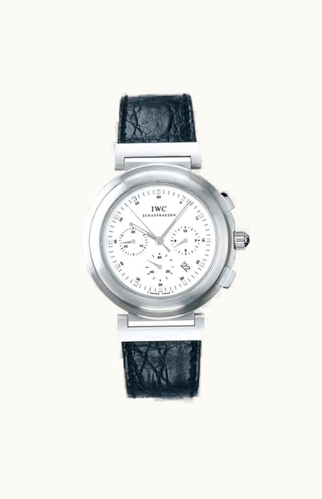 IWC Da Vinci SL Chronograph MecaQuartz Stainless Steel / White / Croco
