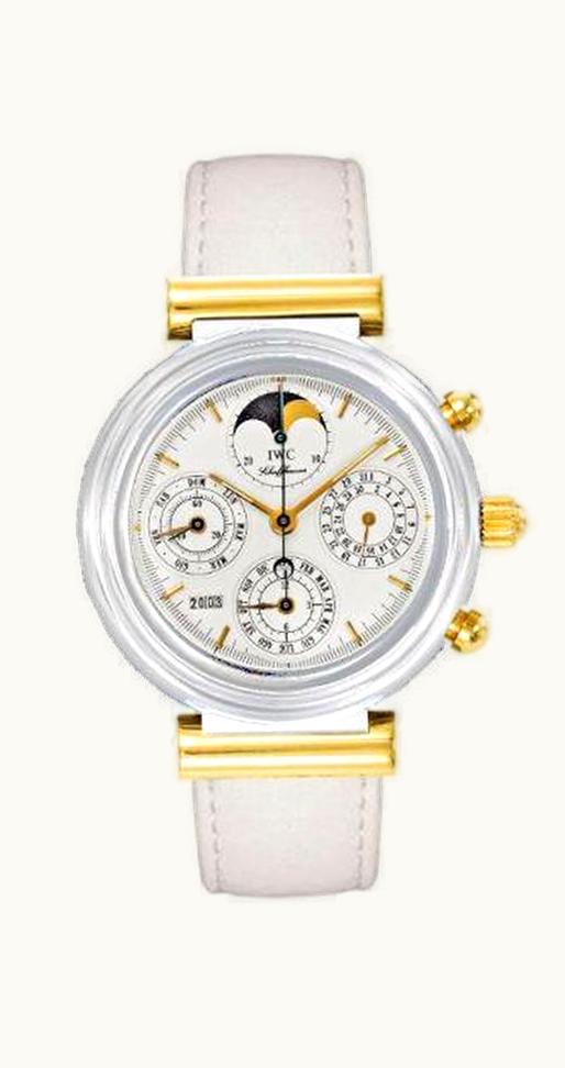 IWC Da Vinci Perpetual White Ceramic / Yellow Gold / White / Italian