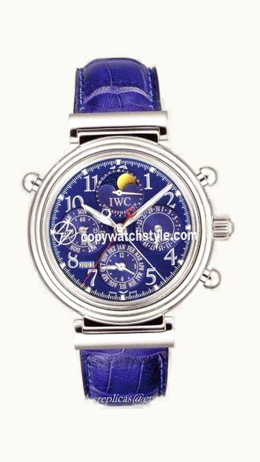IWC Da Vinci Perpetual Rattrapante Platinum / Blue / French