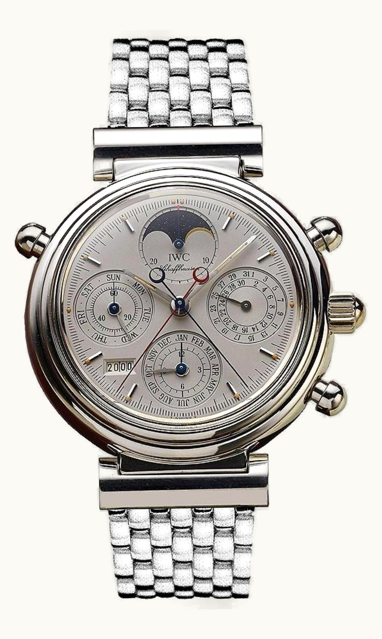 IWC Da Vinci Perpetual Rattrapante Platinum / Silver / Italian / Bracelet