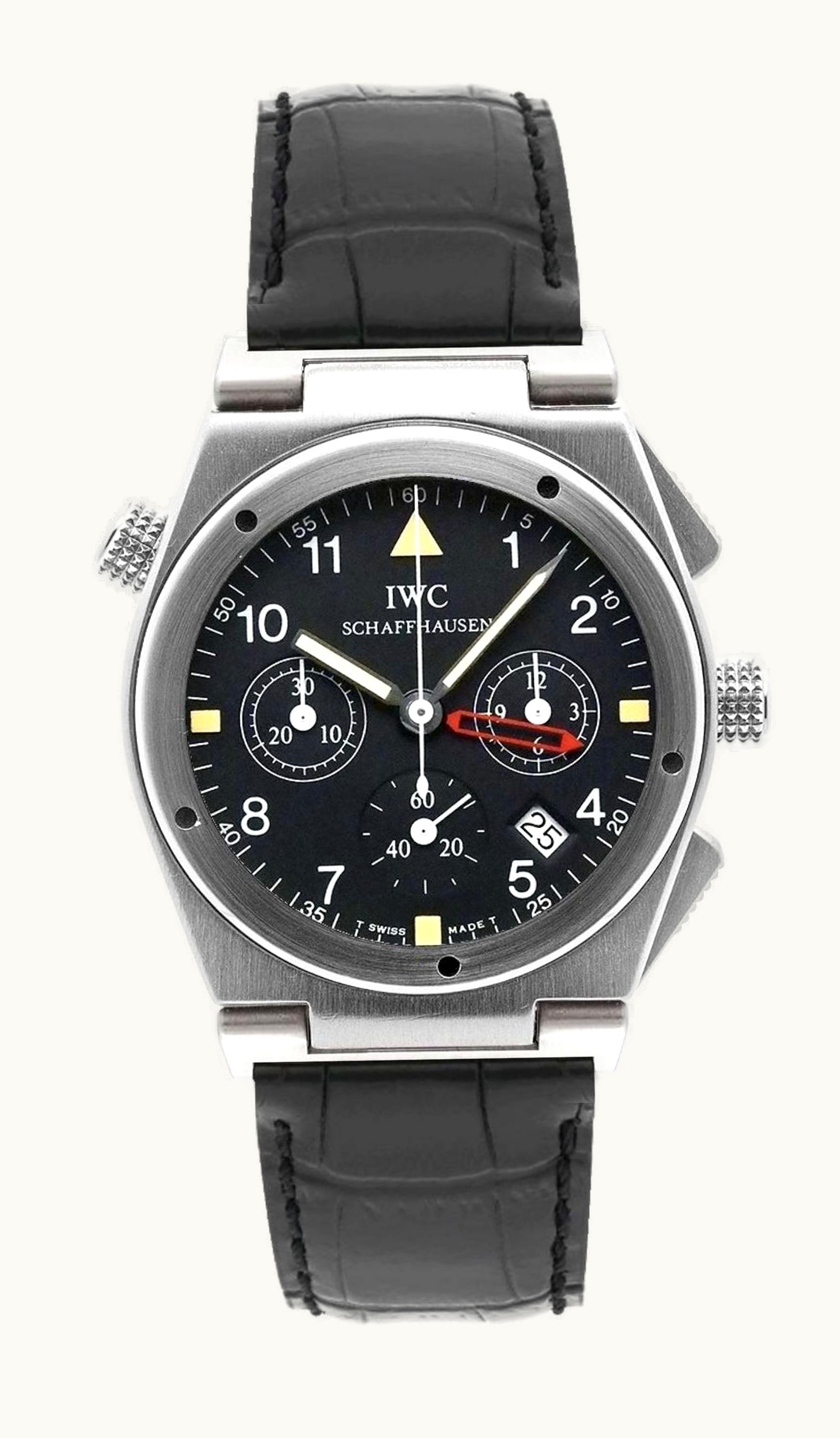 IWC Ingenieur Mecaquartz Chronograph Alarm Stainless Steel / Black / Strap