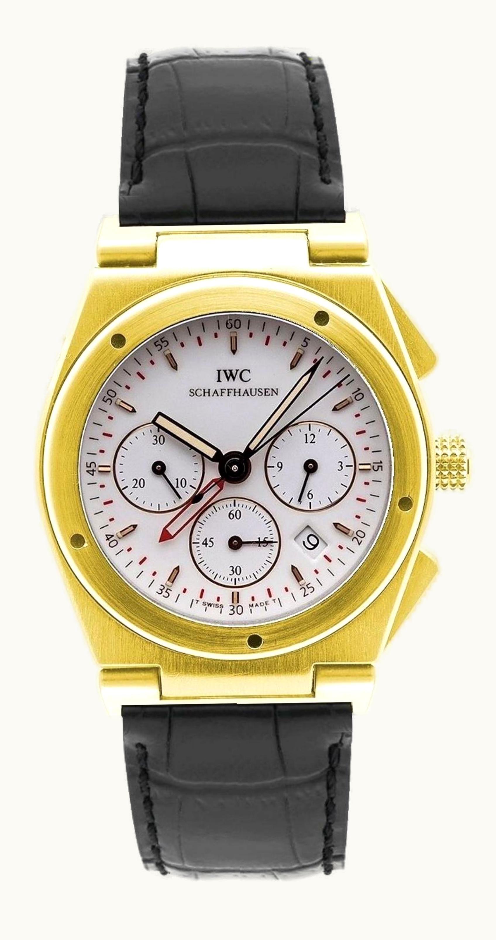 IWC Ingenieur Mecaquartz Chronograph Alarm Yellow Gold / White / Strap