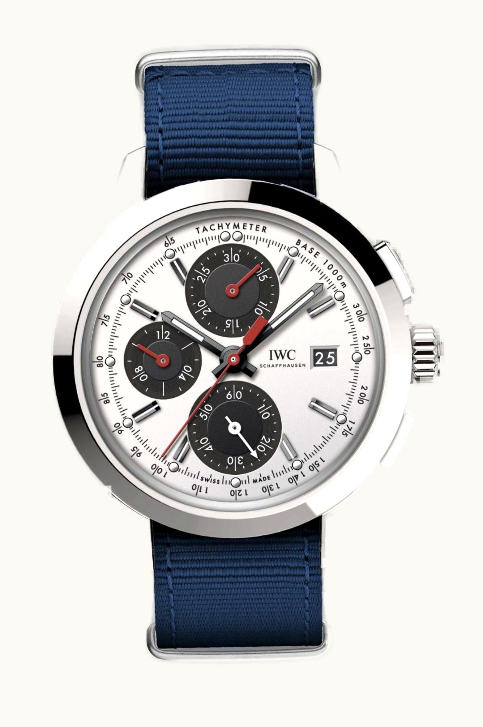 IWC Ingenieur Chronograph Custom Stainless Steel / Silver-Black-Red / NATO