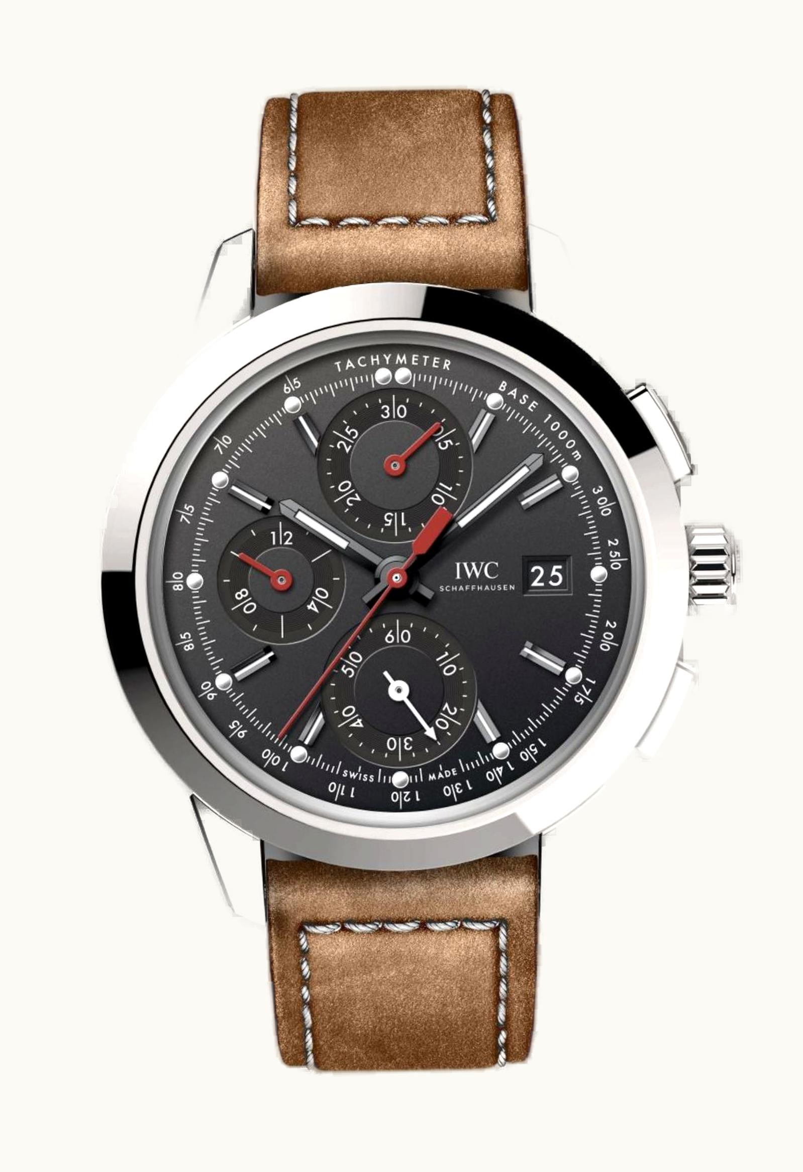 IWC Ingenieur Chronograph Custom Stainless Steel / Black-Silver-Red / Calf