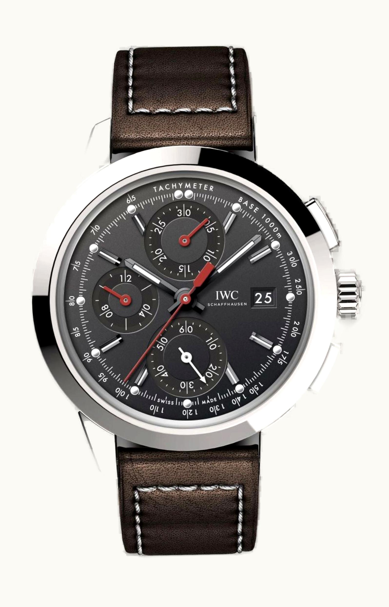 IWC Ingenieur Chronograph Custom Stainless Steel / Black-Silver-Red / Calf