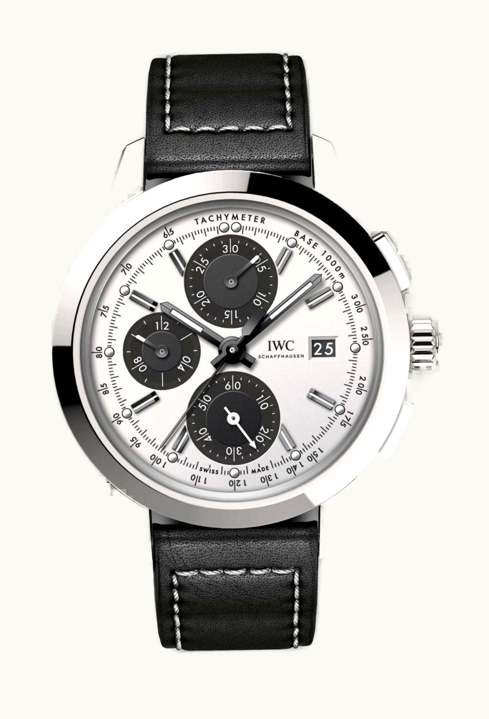 IWC Ingenieur Chronograph Custom Stainless Steel / Silver-Black-Black / Calf