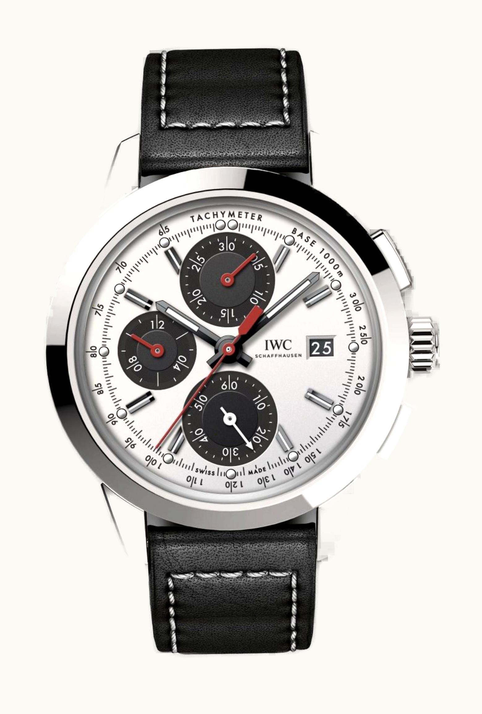 IWC Ingenieur Chronograph Custom Stainless Steel / Silver-Black-Red / Calf