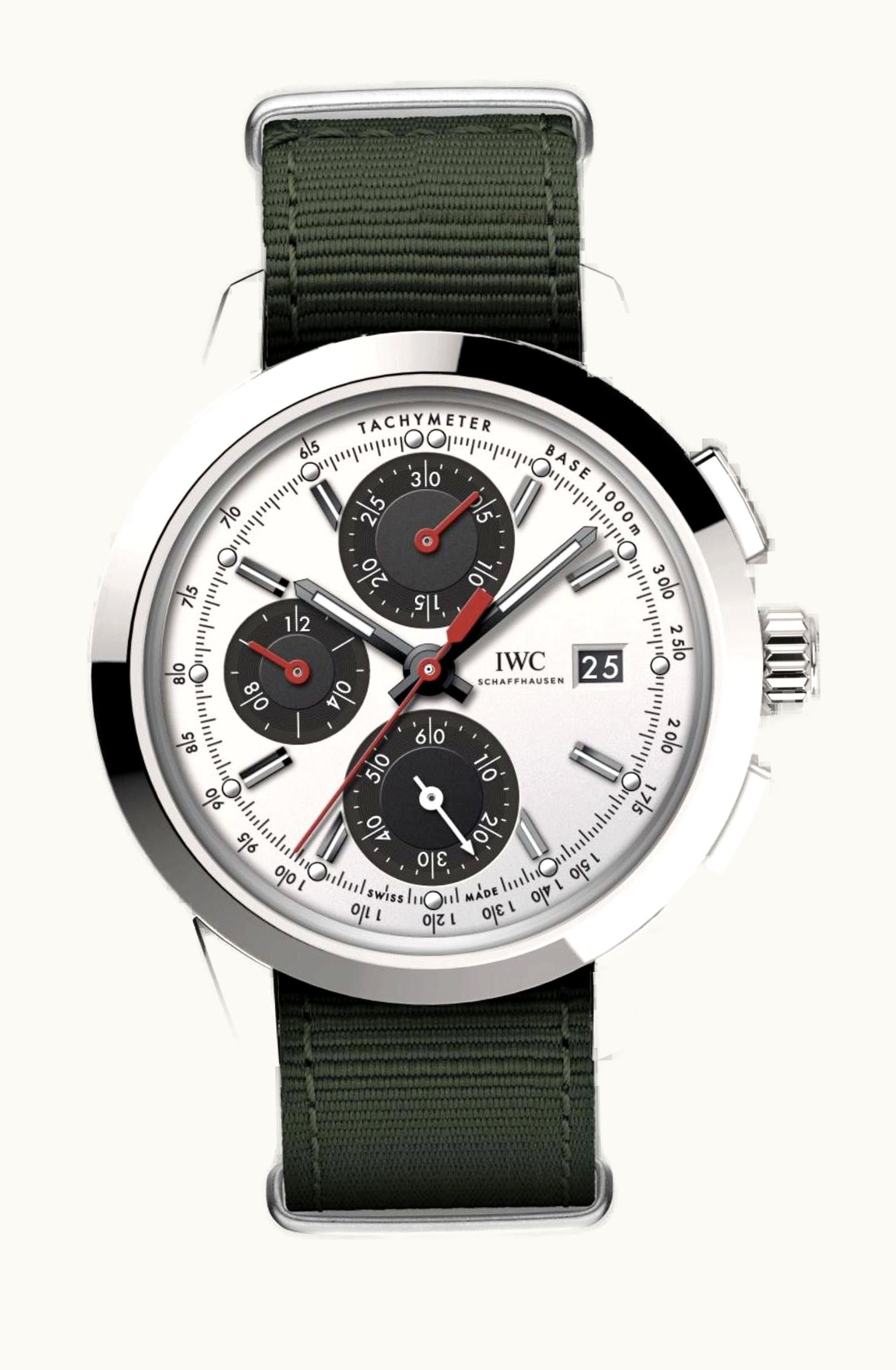 IWC Ingenieur Chronograph Custom Stainless Steel / Silver-Black-Red / NATO