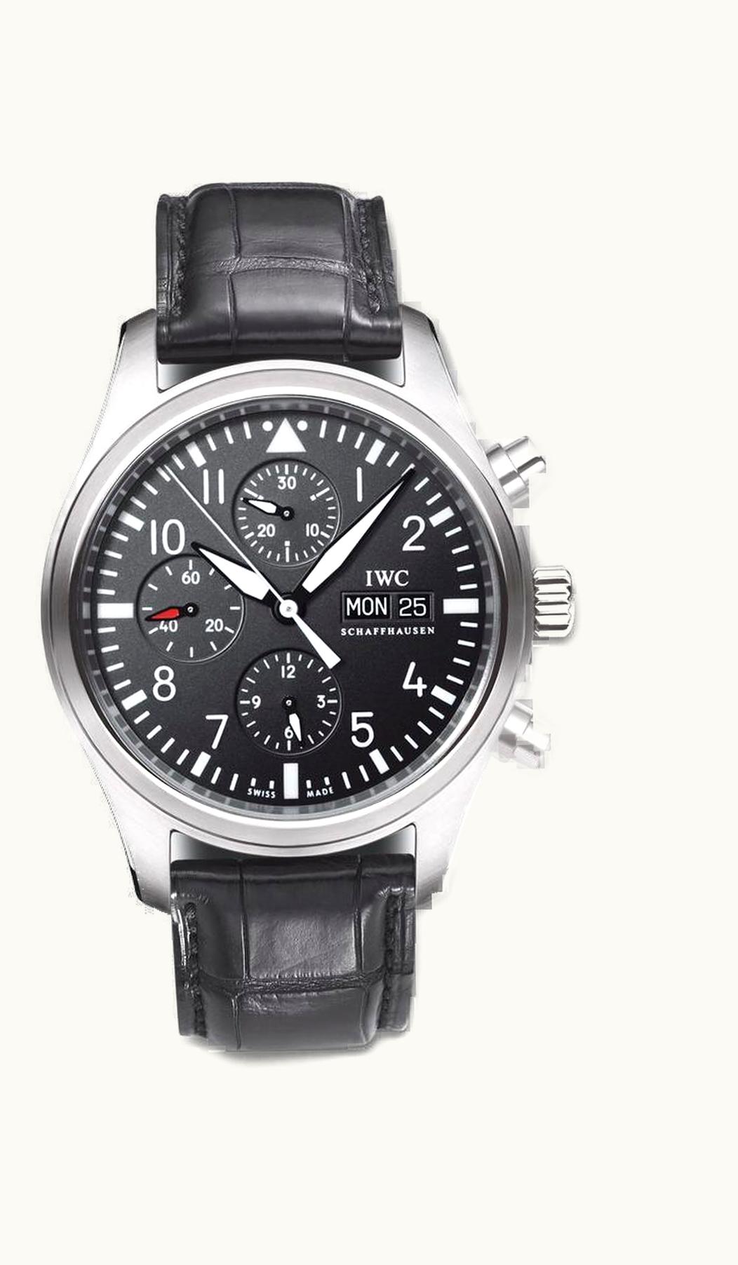 IWC Pilot's Watch Chronograph Stainless Steel / Black / Strap