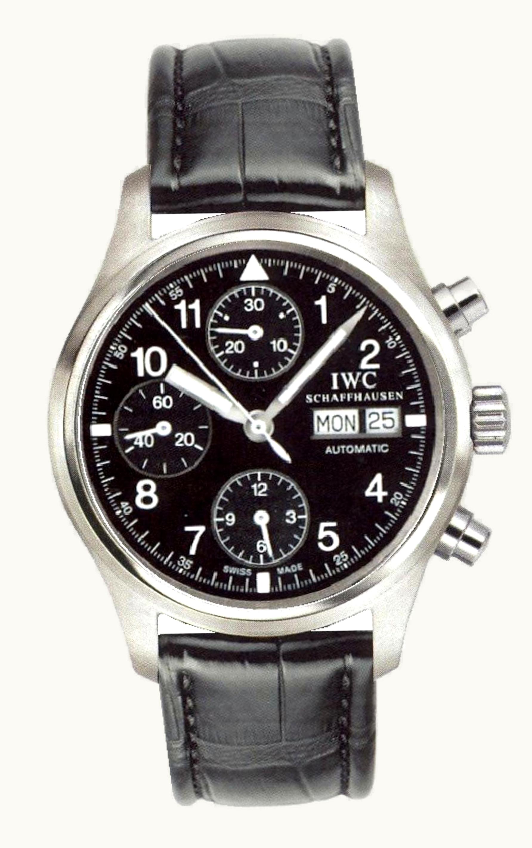 IWC Pilot's Watch Chronograph Stainless Steel / Black / English / Strap
