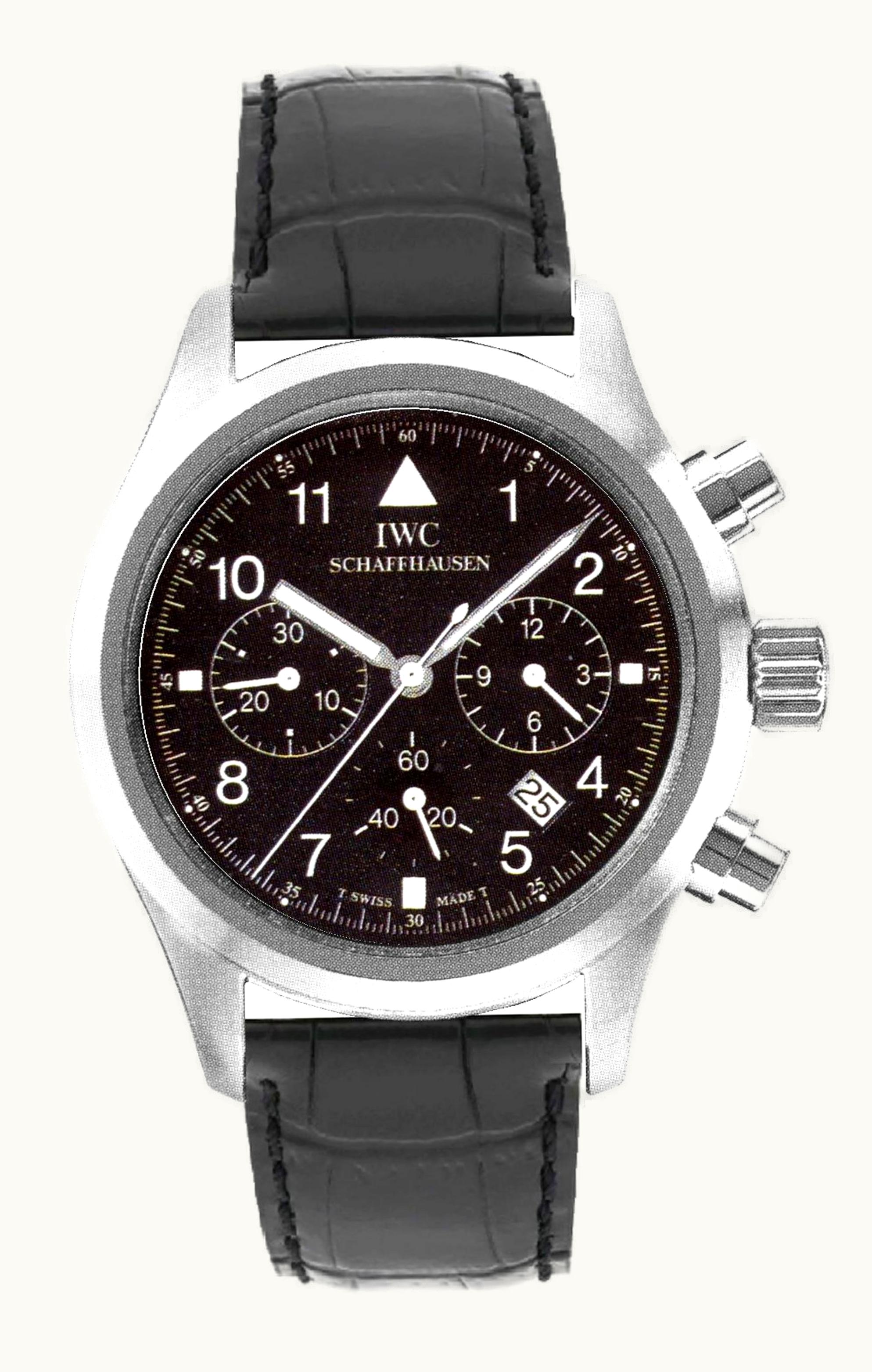 IWC Pilot's Watch Chronograph Mecaquartz Stainless Steel / Black / Strap