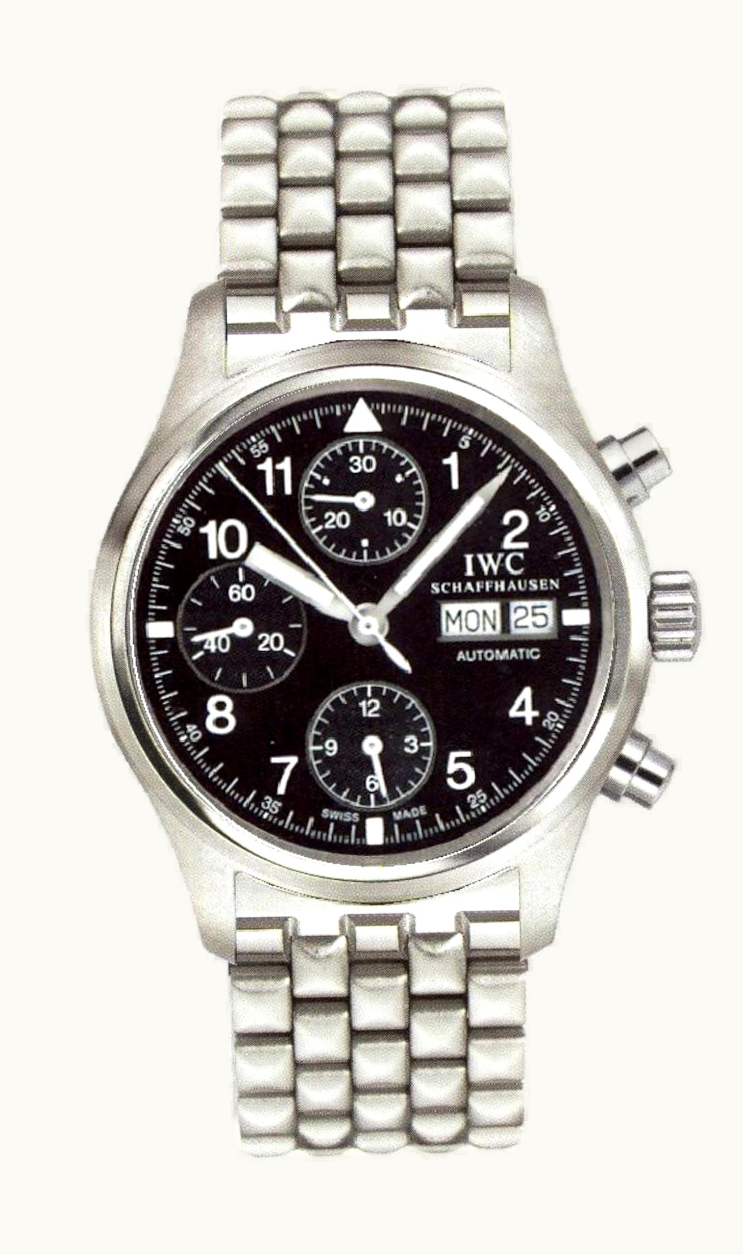 IWC Pilot's Watch Chronograph Stainless Steel / Black / English / Bracelet