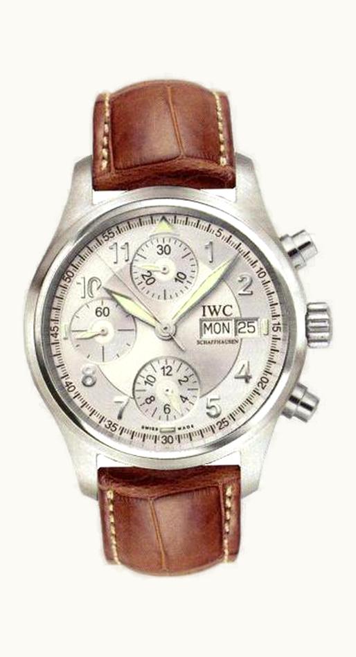 IWC Pilot's Watch Spitfire Chronograph Stainless Steel / Silver / English / Strap