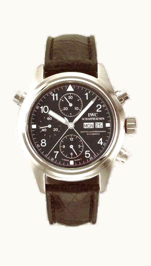 IWC Pilot's Watch Doppelchronograph Stainless Steel / Black / German / Strap