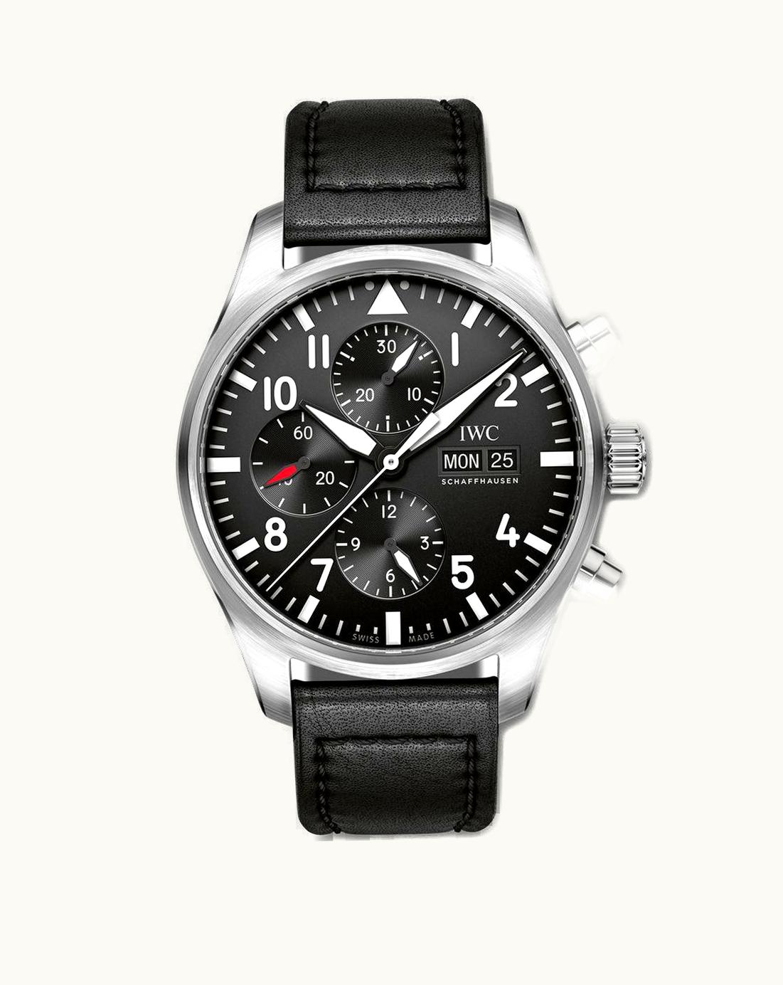 IWC Pilot's Watch Chronograph Stainless Steel / Black / Strap