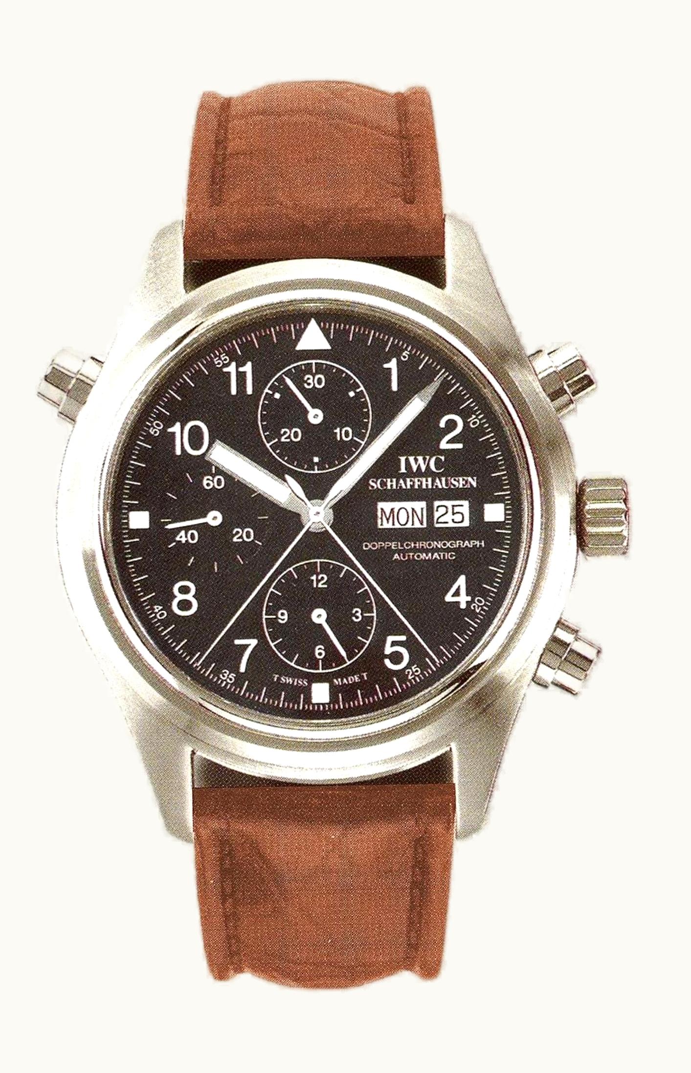 IWC Pilot's Watch Doppelchronograph Stainless Steel / Black / English / Strap