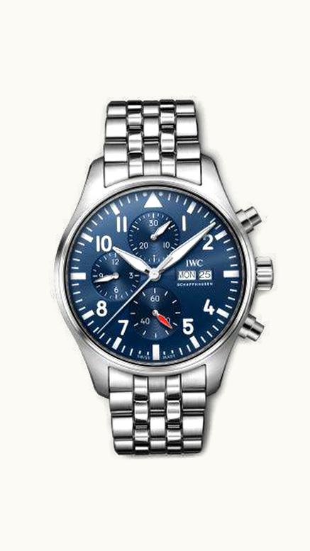 IWC Pilot's Watch Chronograph Stainless Steel / Blue / Bracelet