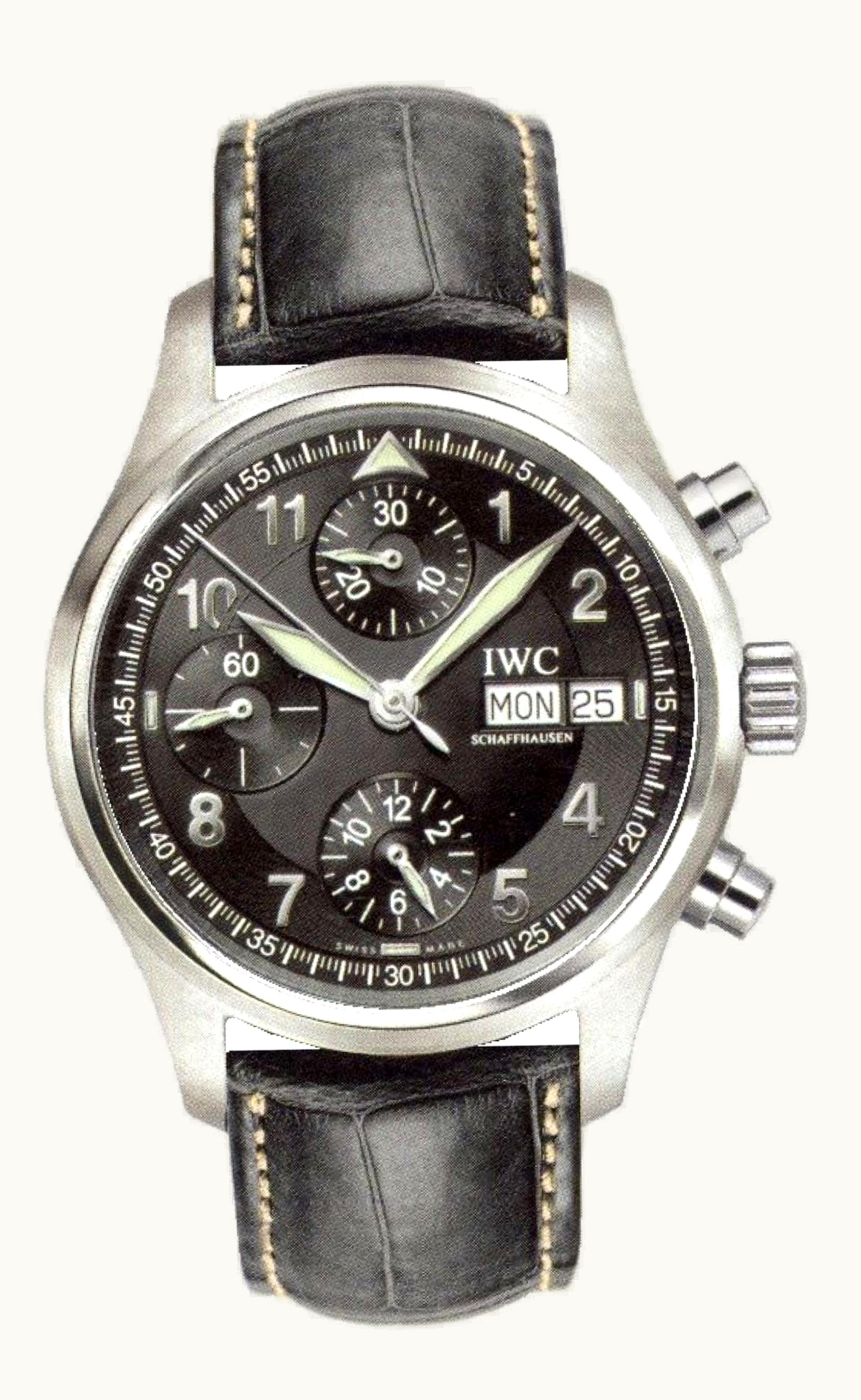 IWC Pilot's Watch Spitfire Chronograph Stainless Steel / Black / English / Strap