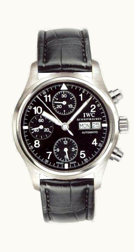 IWC Pilot's Watch Chronograph Stainless Steel / Black / Spanish / Strap