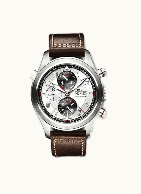 IWC Pilot's Watch Spitfire Double Chronograph Stainless Steel / Panda / Strap