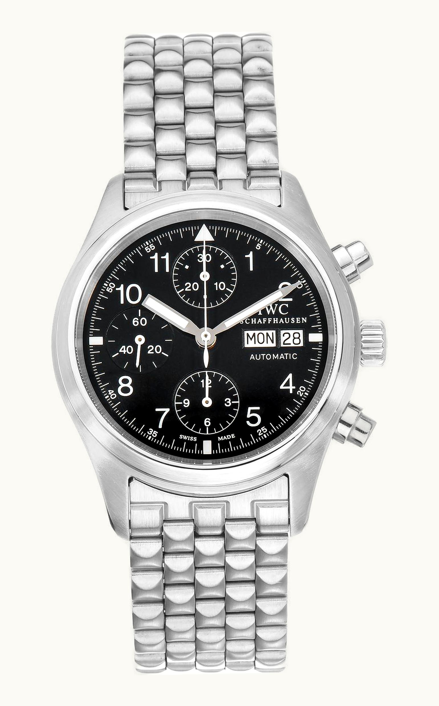 IWC Pilot's Watch Chronograph Stainless Steel / Black / German / Bracelet