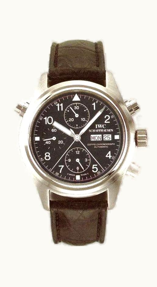 IWC Pilot's Watch Doppelchronograph Stainless Steel / Black / Spanish / Strap