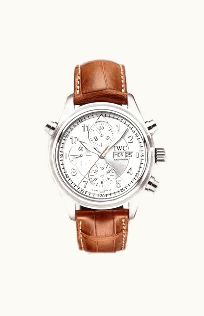 IWC Pilot's Watch Spitfire Double Chronograph Stainless Steel / Silver / Spanish / Strap