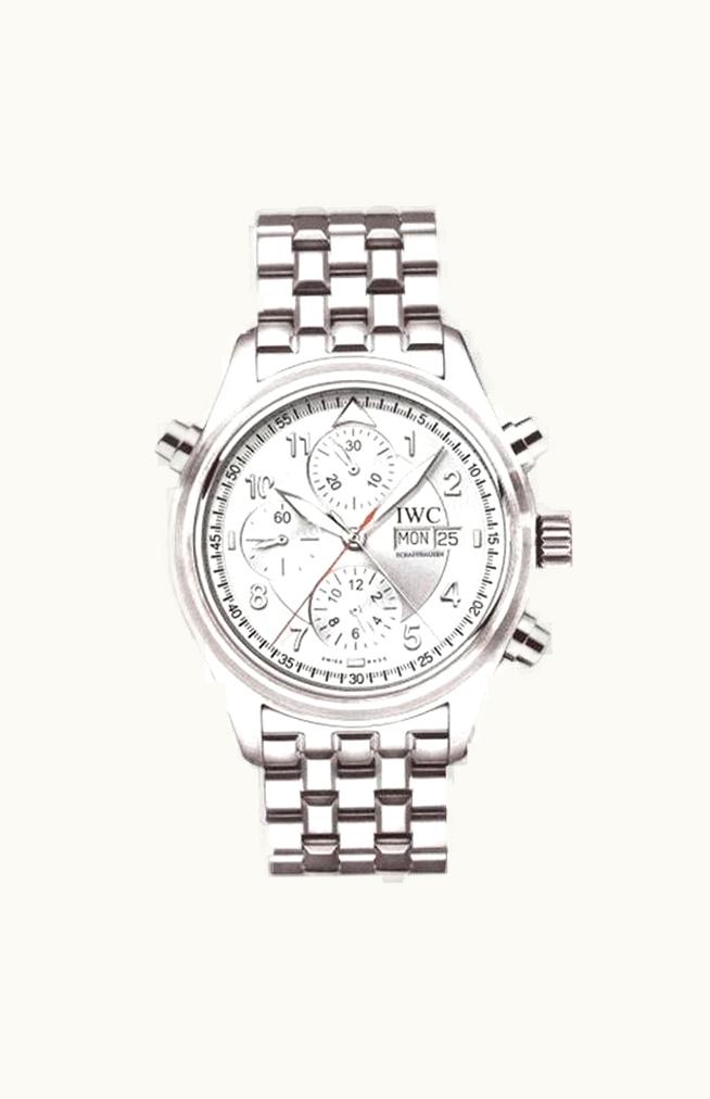 IWC Pilot's Watch Spitfire Double Chronograph Stainless Steel / Silver / Spanish / Bracelet