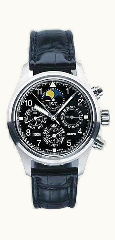 IWC Pilot's Watch Chronograph Perpetual Calendar Stainless Steel / Black / Wempe