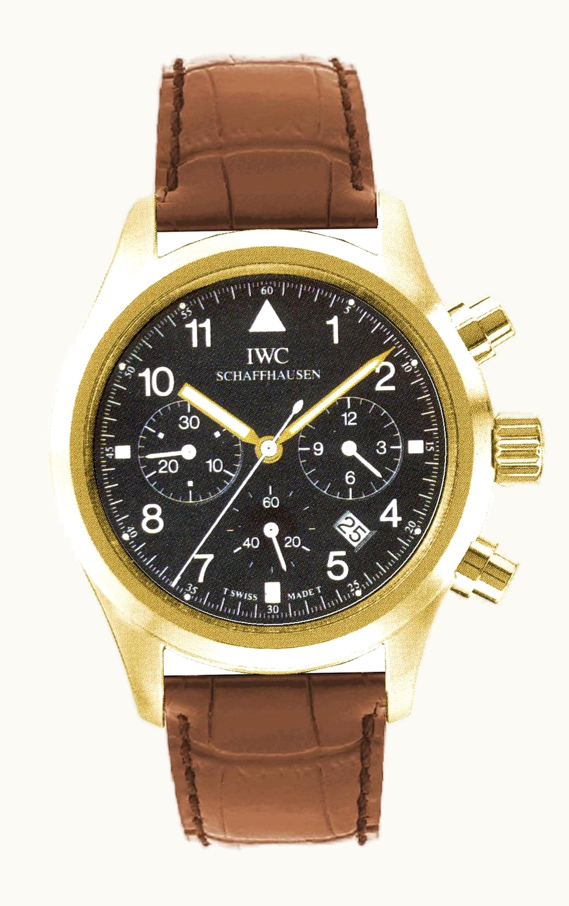 IWC Pilot's Watch Chronograph Mecaquartz Yellow Gold / Black / Strap