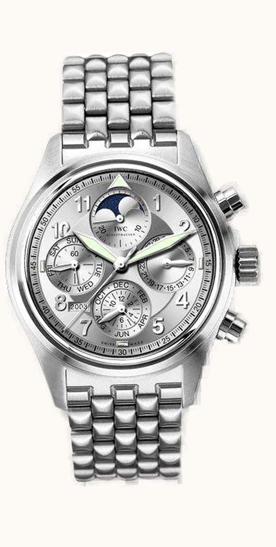 IWC Pilot's Watch Spitfire Chronograph Perpetual Calendar Stainless Steel / Silver / Sincere