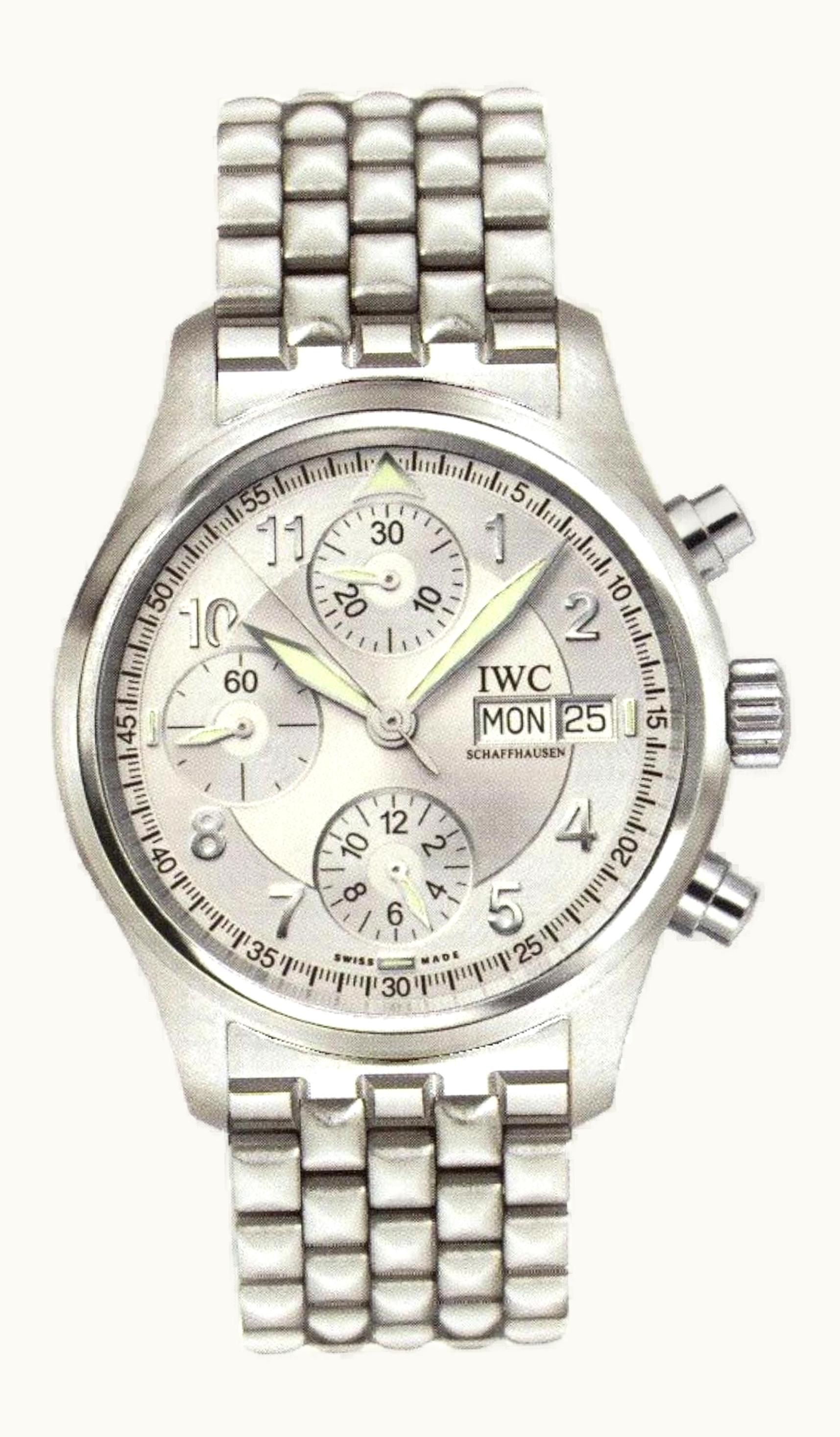 IWC Pilot's Watch Spitfire Chronograph Stainless Steel / Silver / German / Bracelet