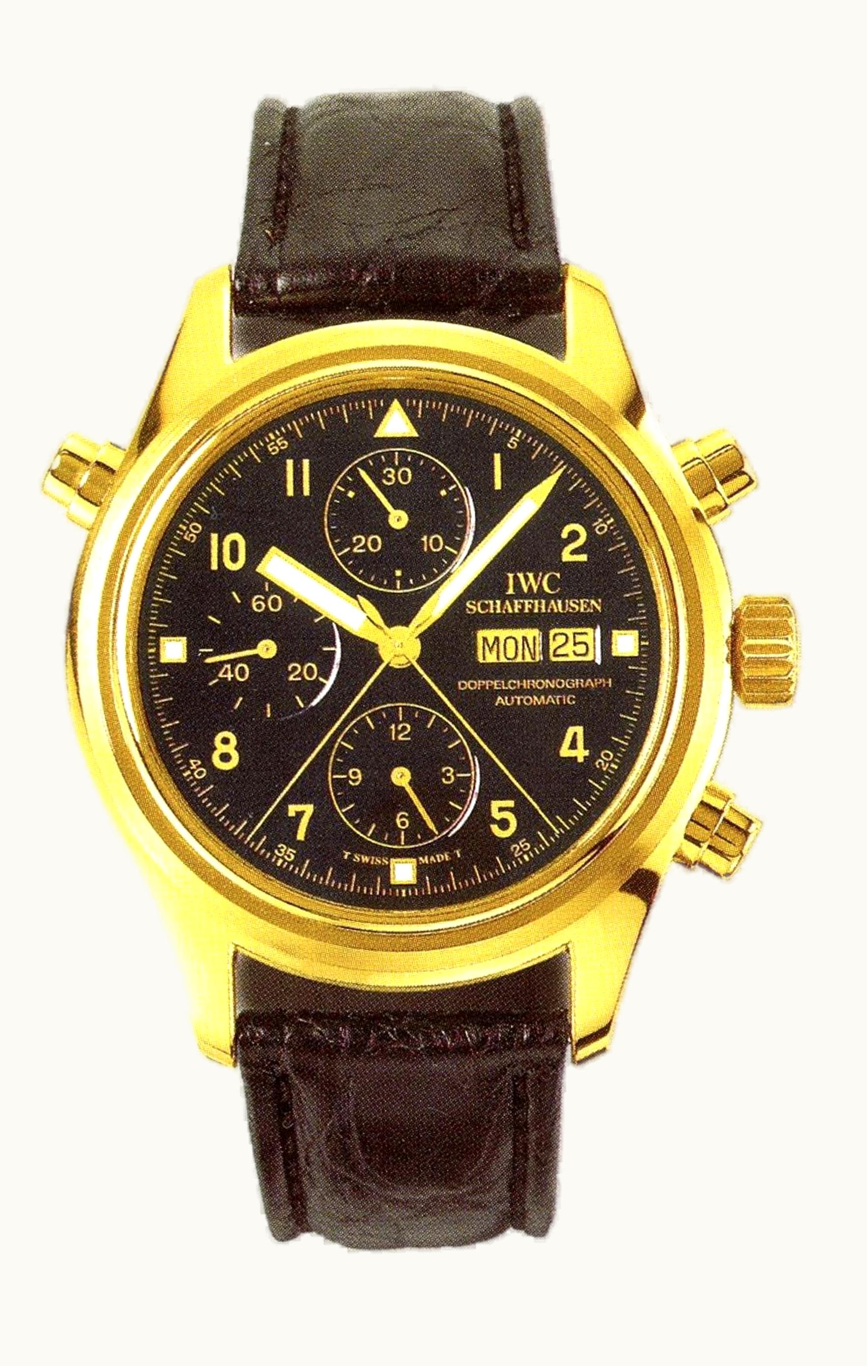 IWC Pilot's Watch Doppelchronograph Yellow Gold / Black / German