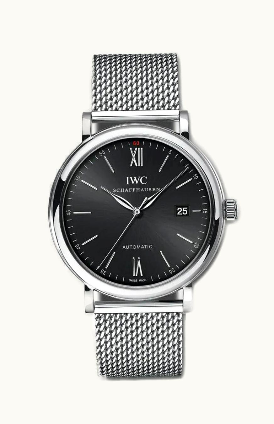 IWC Portofino Automatic Stainless Steel / Black / Long Milanese