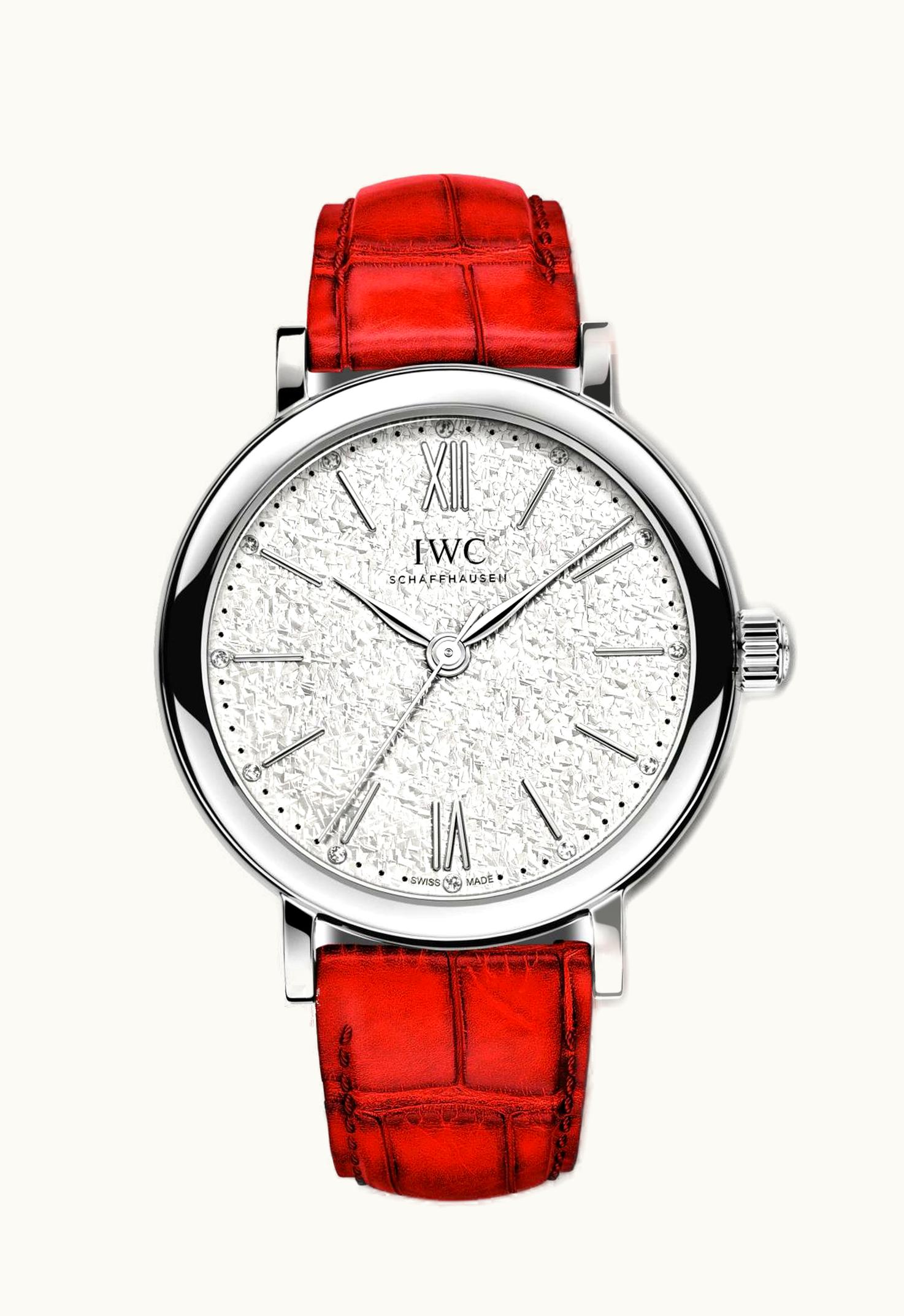 IWC Portofino 34 Stainless Steel / Silver Embossed / Santoni