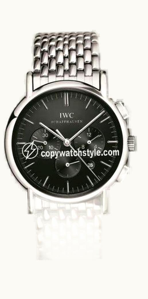 IWC Portofino Chronograph MecaQuartz Stainless Steel / Black / Bracelet
