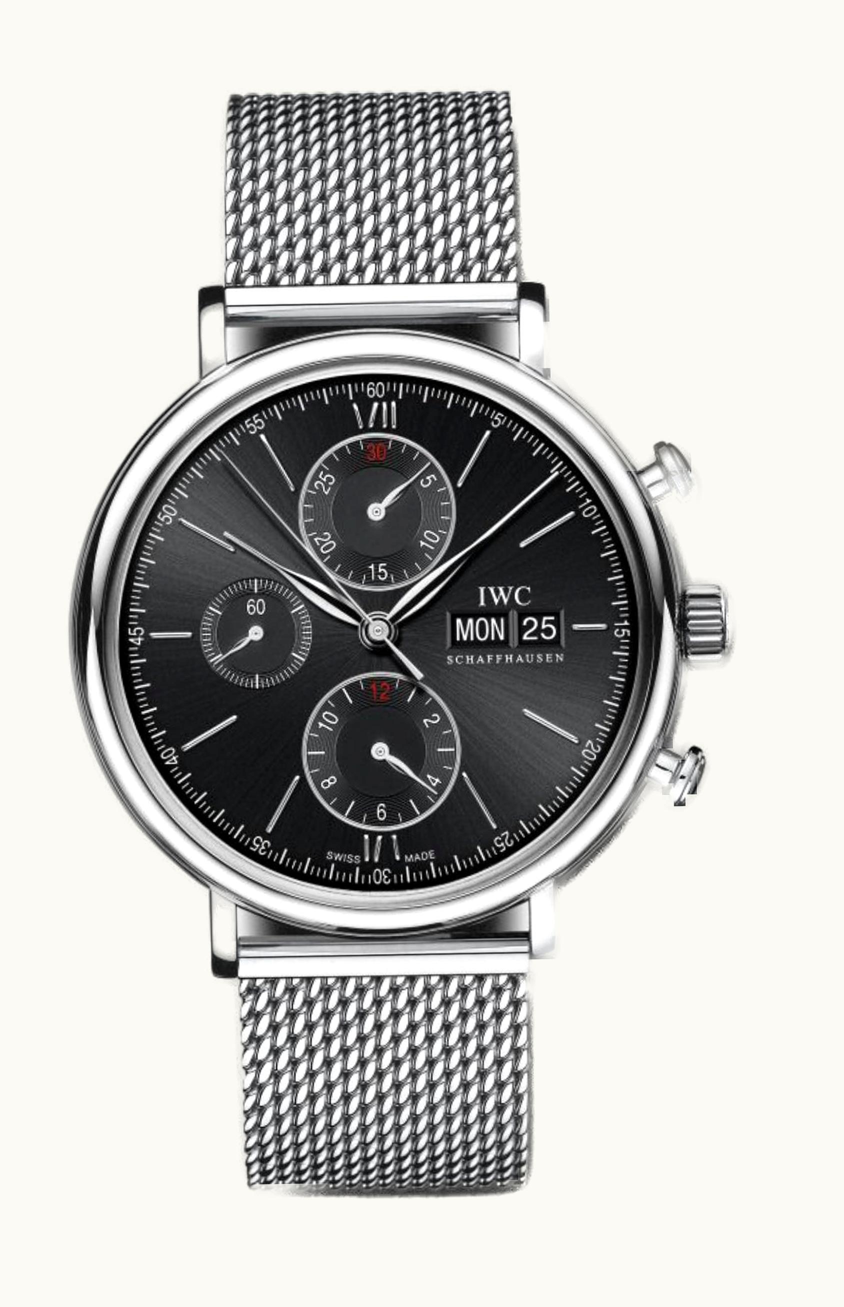 IWC Portofino Chronograph Stainless Steel / Black / Milanese