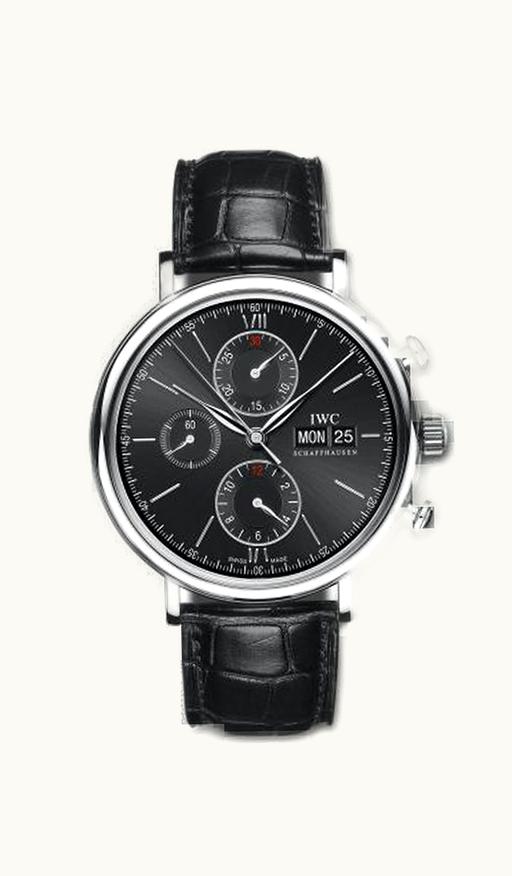 IWC Portofino Chronograph Stainless Steel / Black / Alligator