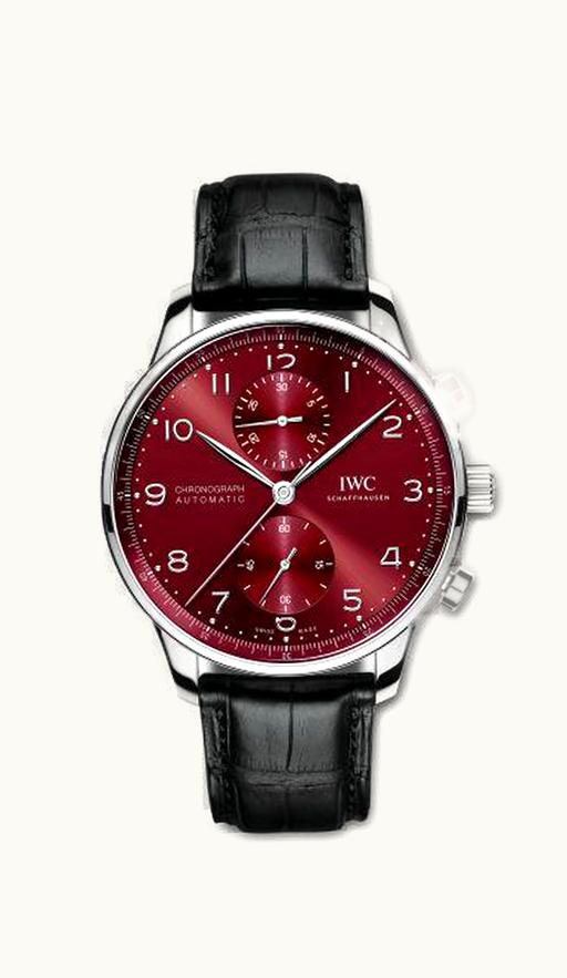 IWC Portugieser Chronograph Stainless Steel / Burgundy