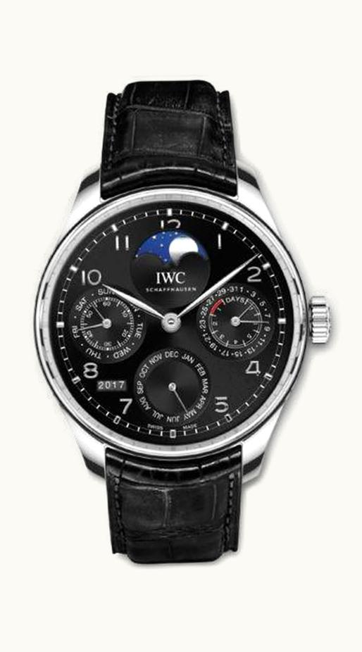 IWC Portugieser Perpetual Calendar Single Moon Platinum / Black