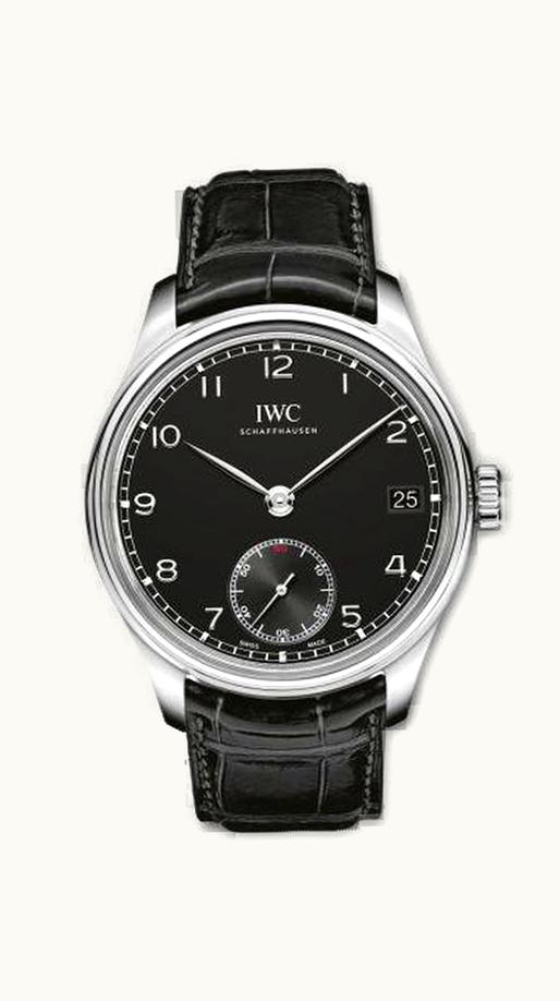 IWC Portuguese Hand-Wound Eight Days Stainless Steel / Black