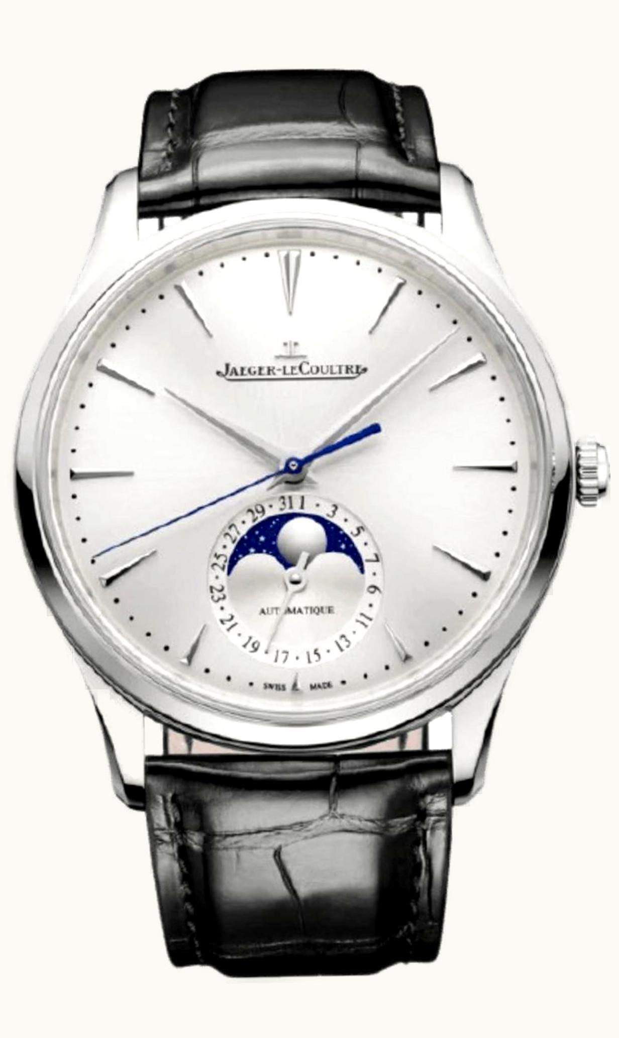 Jaeger-LeCoultre Master Ultra Thin Moon Stainless Steel / Silver / Alligator