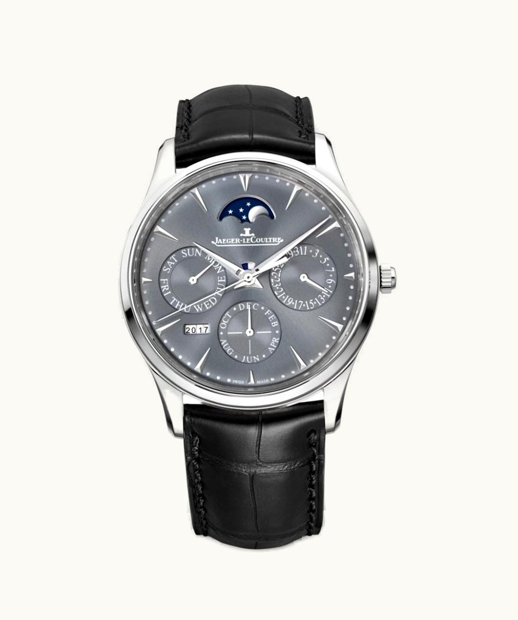 Jaeger-LeCoultre Master Ultra Thin Perpetual White Gold / Grey / Alligator